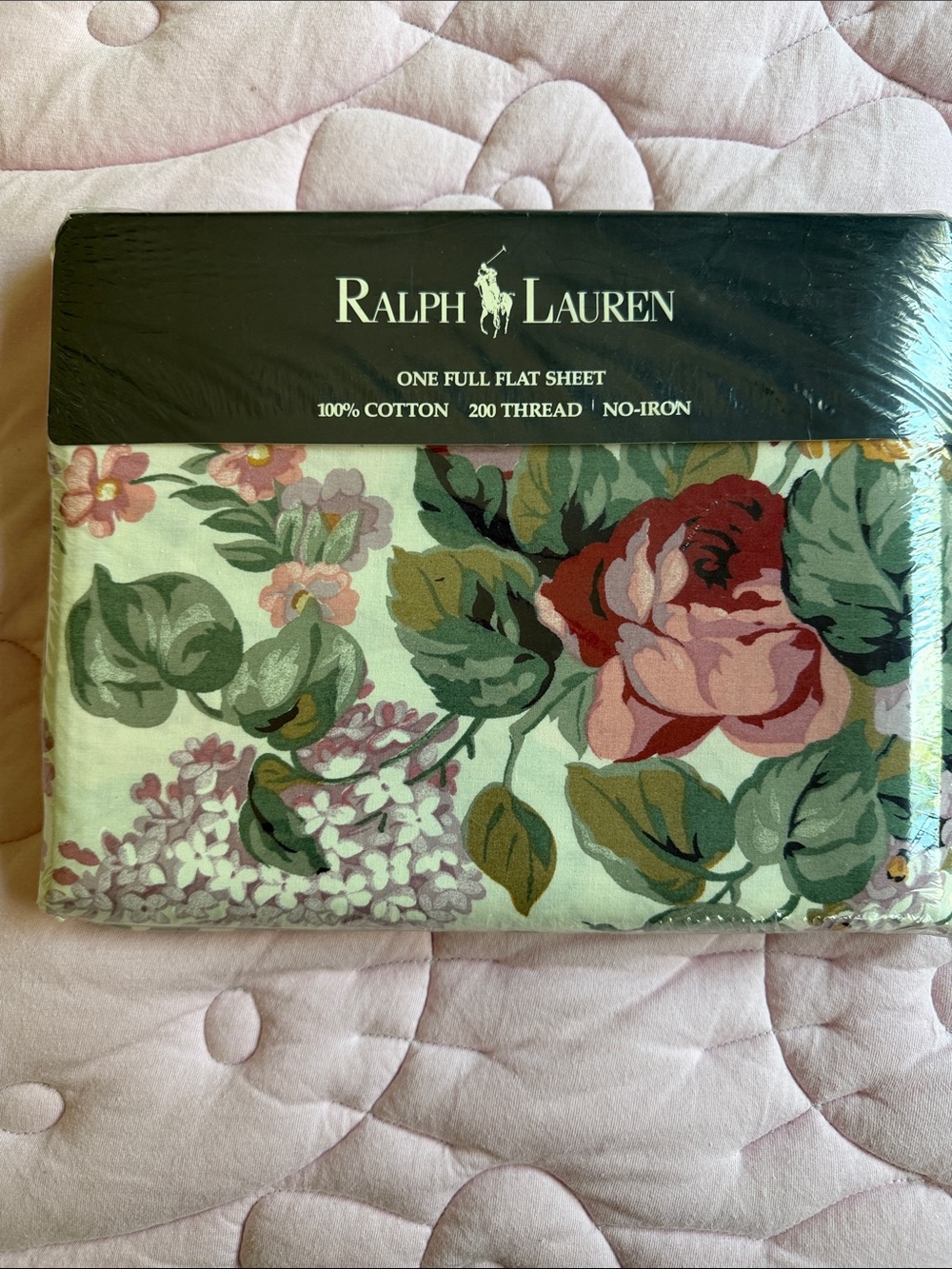 Ralph Lauren Floral Full Flat Sheet - Pink, Green, Cream